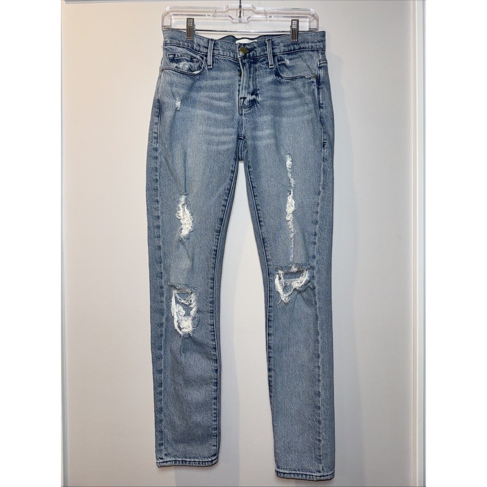 FRAME Denim‎ Le Garcon Size 25  Medium Wash  Boyfriend Disstressed